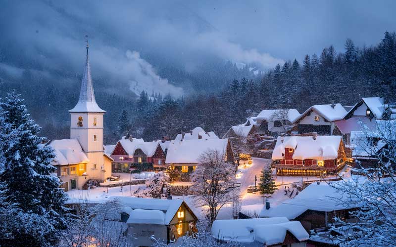 Dorf im Winter